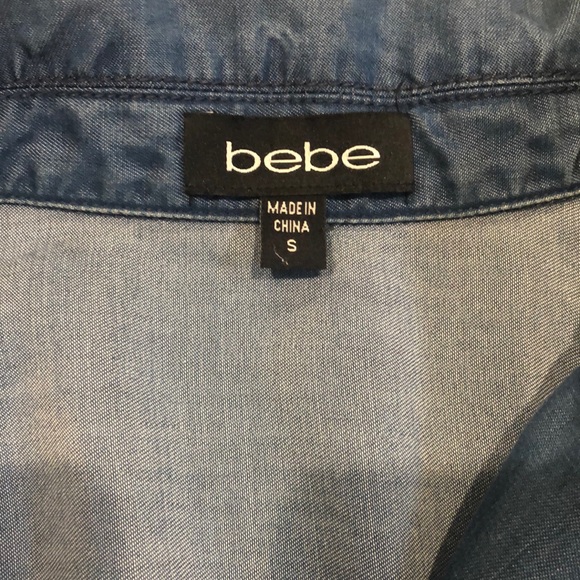 bebe lightweight blue jean colored soft romper - Picture 2 of 5